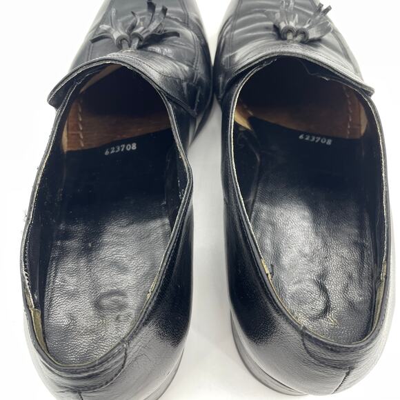 FLORSHEIM Mens Dress Shoes Size 9.5  Black Leather Slip On Loafer Tassel [FLAW] - Picture 6 of 10